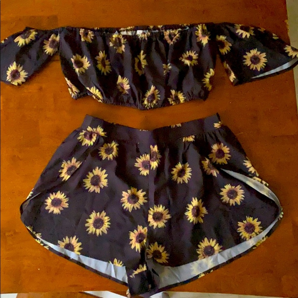 Two piece sunflower summer outfit